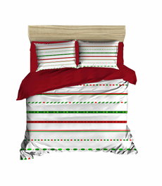 L'essentiel linge de maison Juego de funda nórdica doble con diseño 3D rojo, verde y blanco